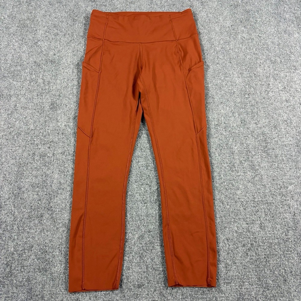 Lululemon Fast And Free High Rise Crop Leggings Womens 6 Dark Terracotta Pockets